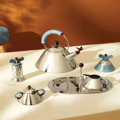 Alessi Small Bird Shaped Kettle, 2L, Black Silver