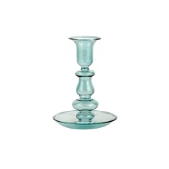 Alyce Glass Candle Holder, 13x10cm, Green