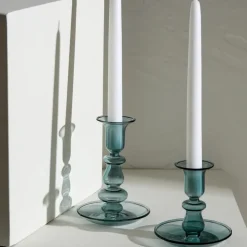 Alyce Glass Candle Holder, 13x10cm, Green