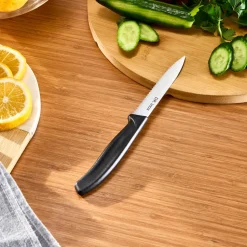Dr.Inox Serrated Stainless Steel Utility Knife, 21cm, Black