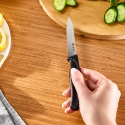 Dr.Inox Serrated Stainless Steel Utility Knife, 21cm, Black