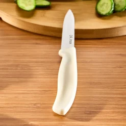 Dr.Inox Serrated Stainless Steel Utility Knife, 21cm, Cream