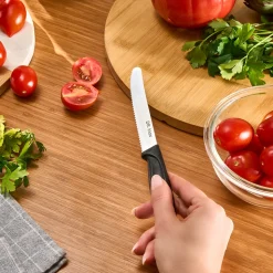 Dr.Inox Stainless Steel Tomato Knife, 22cm, Black