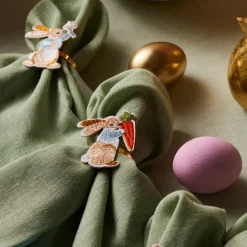 Easter Rabbit Metal Napkin Ring Set, 4 Piece