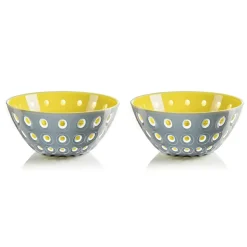 Guzzini Le Murrine 2 Piece Cereal/Soup Bowl Set, 12.5cmx5.6cm, Grey Yellow