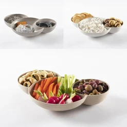 Guzzini Tierra 3-Compartment Snack Bowl, Brown