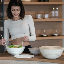 Guzzini Tierra Salad Bowl with Lid, XLarge, Light Cream