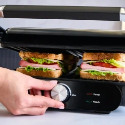 Homend Grilliant 1366H Stainless Steel Body Sandwich Toaster & Grill Maker with Removable Cast Plates, 2000W, Inox
