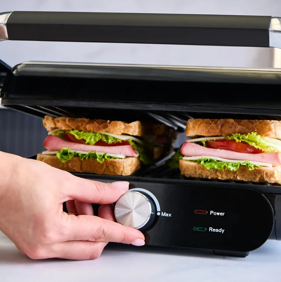 Homend Grilliant 1366H Stainless Steel Body Sandwich Toaster & Grill Maker with Removable Cast Plates, 2000W, Inox