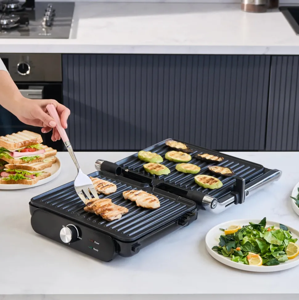 Homend Grilliant 1366H Stainless Steel Body Sandwich Toaster & Grill Maker with Removable Cast Plates, 2000W, Inox