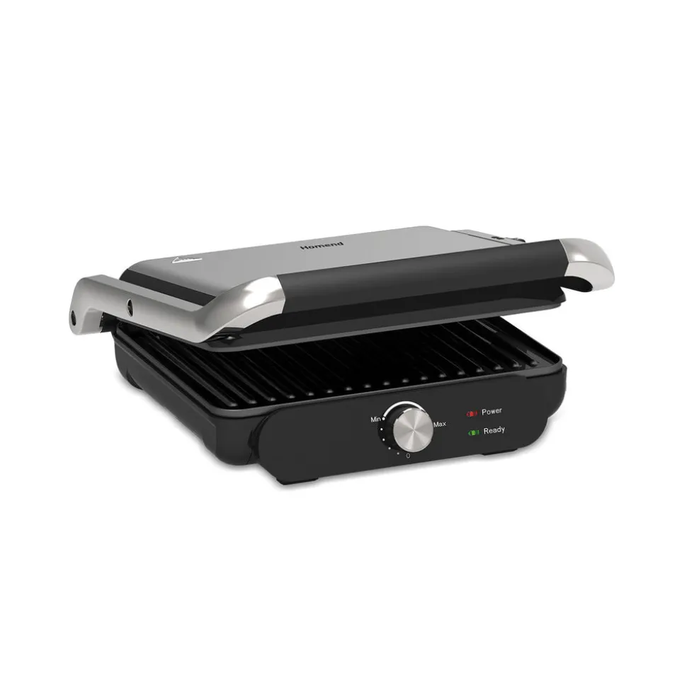 Homend Grilliant 1366H Stainless Steel Body Sandwich Toaster & Grill Maker with Removable Cast Plates, 2000W, Inox