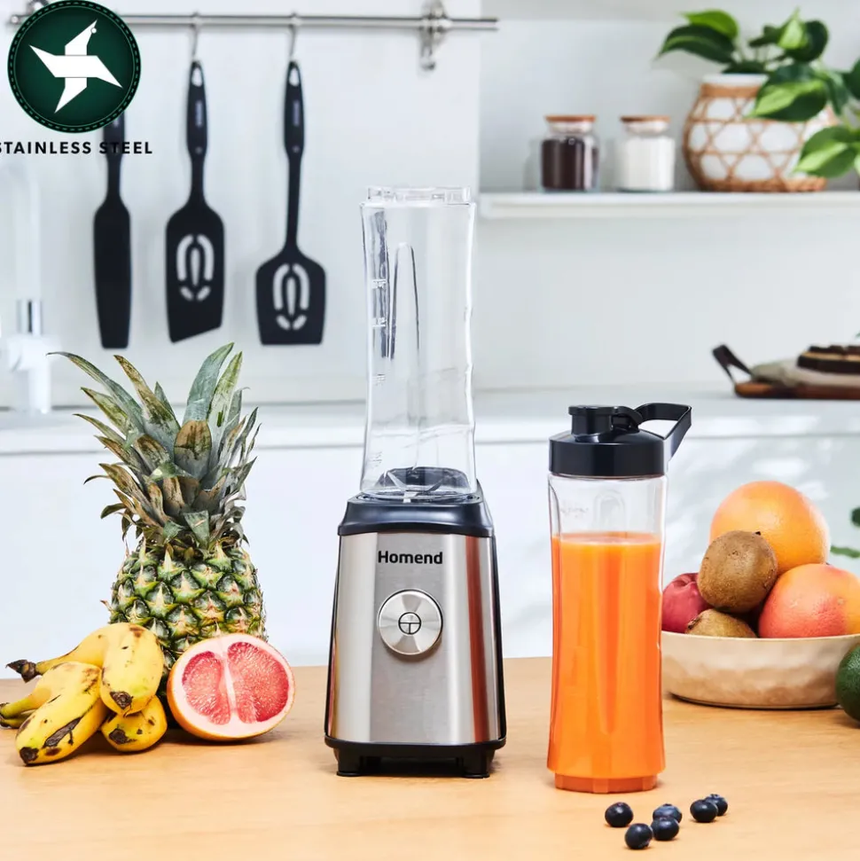 Homend Mixfresh Smoothie Blender, 2x 600ml Bottle, 350W, Inox Black