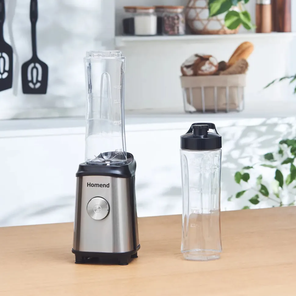 Homend Mixfresh Smoothie Blender, 2x 600ml Bottle, 350W, Inox Black