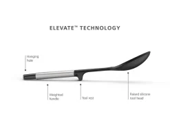 Joseph Joseph Elevate Stainless Steel Silicone Solid Spoon, Black Grey