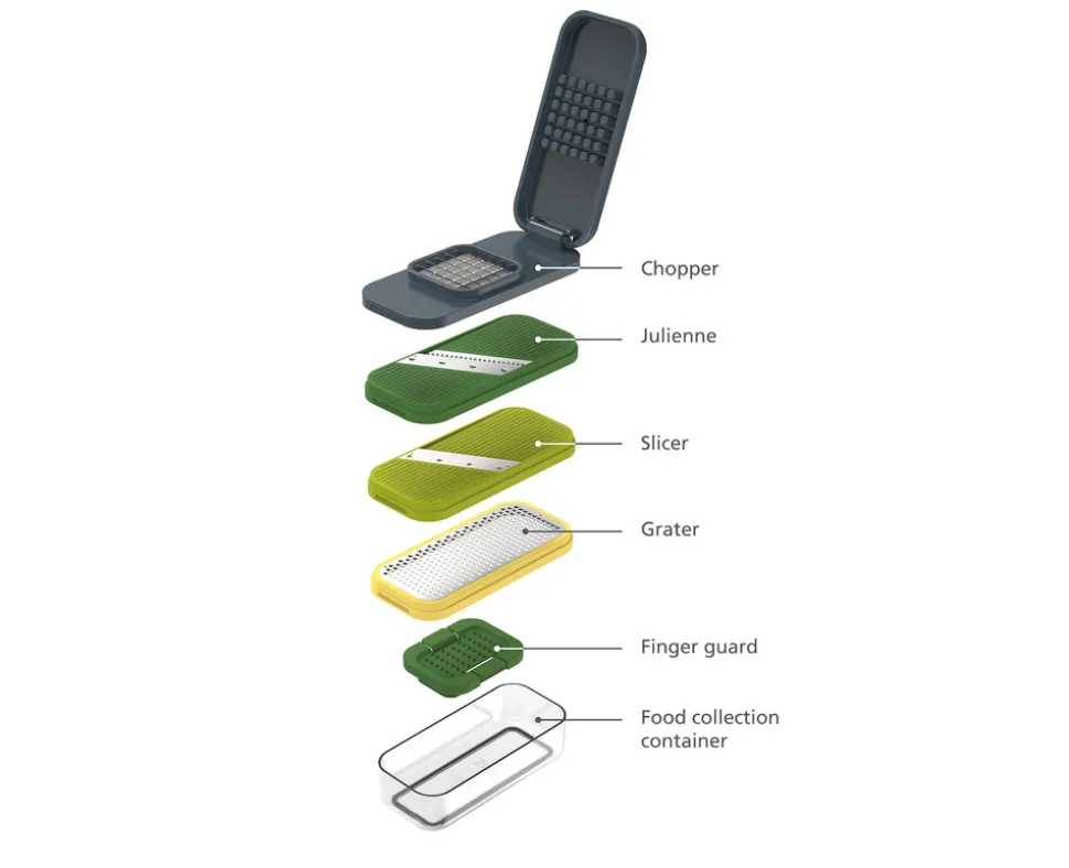 Joseph Joseph Multi-prep Compact 4-piece Grater & Slicer, Multicolour