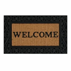 Kaşmir Rugs 7/24 Rubber-Framed Welcome Coco Door Mat, 45cmx75cm, Multi