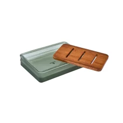 Karaca Abiete Glass Tray, 24cmx23.5cmx3.25cm, Green Multi
