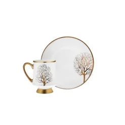Karaca Afra 12-Piece Bone China Espresso Turkish Coffee Cup Set for 6 People, 90ml, White