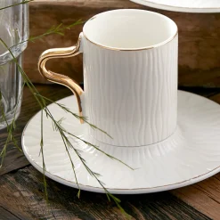 Karaca Aged 12 Piece Porcelain Espresso Turkish Coffee Cup Set for 6 People, 80ml, Multi