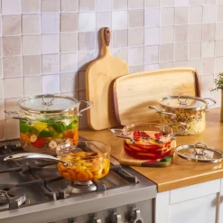 Karaca Amore 7-Piece Borosilicate Cookware Set, Transparent