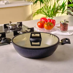 Karaca Aqua Granite Non-Stick Induction Shallow Casserole, 30m, Blue