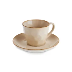 Karaca Aria Reactive Glaze Tea Cup and Saucer, 230ml, Beige