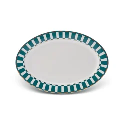 Karaca Aries Porcelain Serving Platter, 36cm, Green Multi