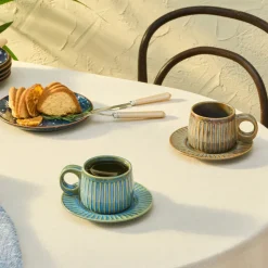 Karaca Arthur Beige & Green Tea Cup for 2 People, 260 ml