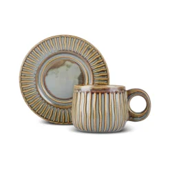 Karaca Arthur Beige & Green Tea Cup for 2 People, 260 ml