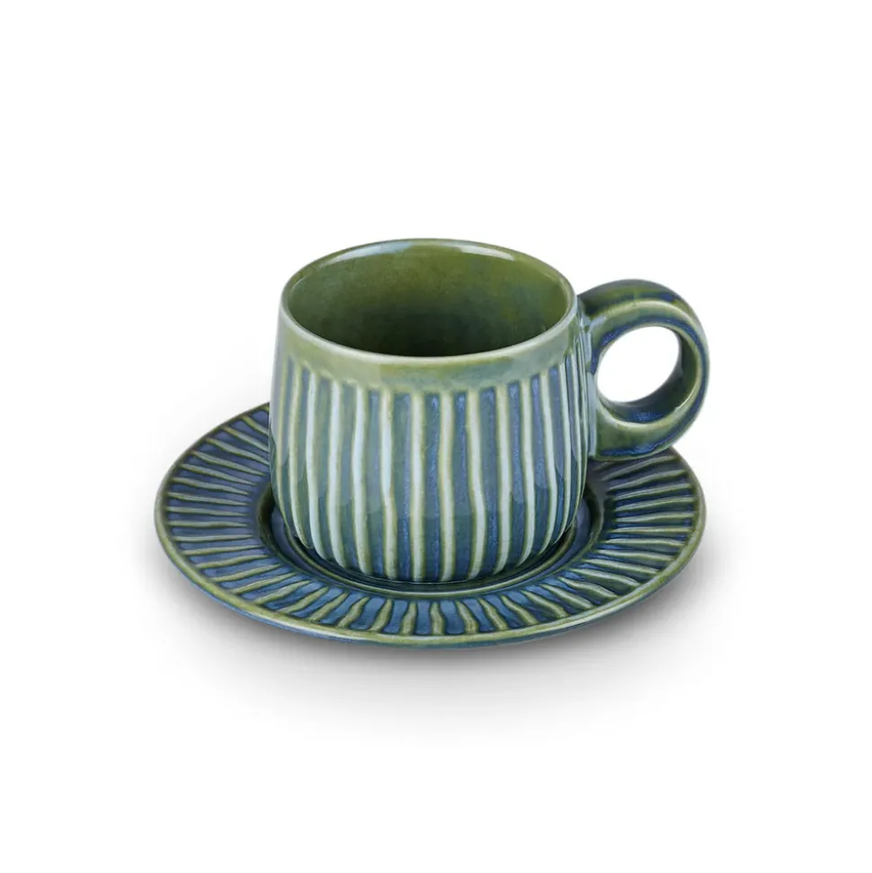 Karaca Arthur Beige & Green Tea Cup for 2 People, 260 ml