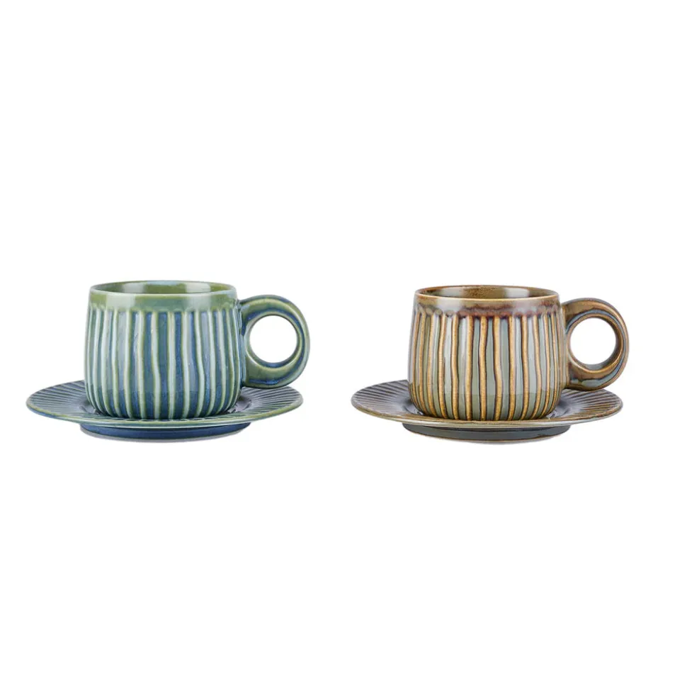 Karaca Arthur Beige & Green Tea Cup for 2 People, 260 ml