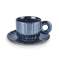 Karaca Arthur 4-Piece Tea Cup for 2 People, 260 ml, Navy