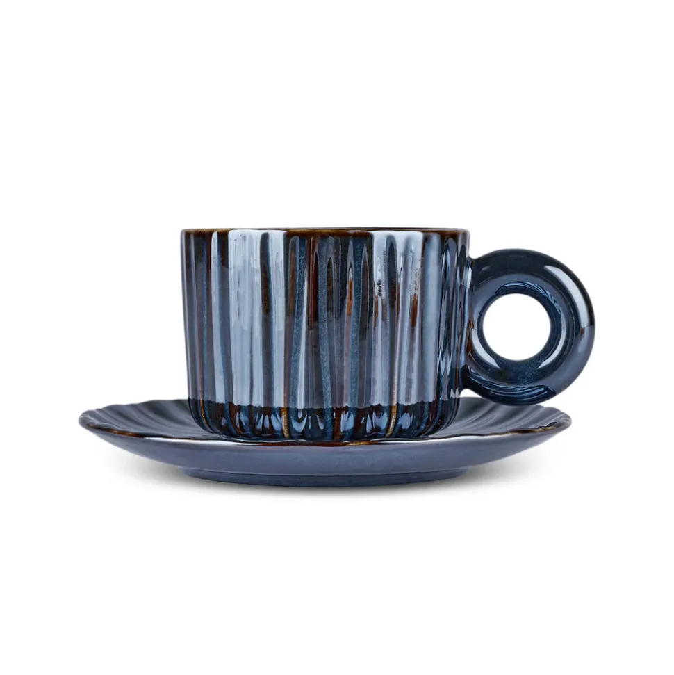Karaca Arthur 4-Piece Tea Cup for 2 People, 260 ml, Navy