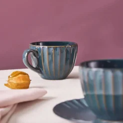 Karaca Austen 4-Piece Tea Cup and Saucer Set for 2 People, Green