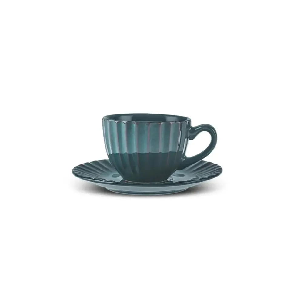 Karaca Austen 4-Piece Tea Cup and Saucer Set for 2 People, Green