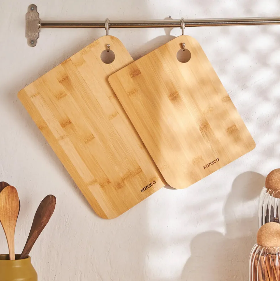 Karaca Azur 2 Piece Bamboo Chopping Board, Wood