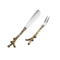 Karaca Barton 2-Piece Stainless Steel Service and Knife Set, Silver