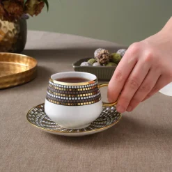 Karaca Belgin 4-Piece Glass Tea Cup and Saucer, 220ml, Multi