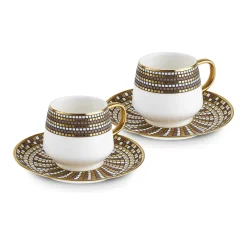 Karaca Belgin 4-Piece Glass Tea Cup and Saucer, 220ml, Multi