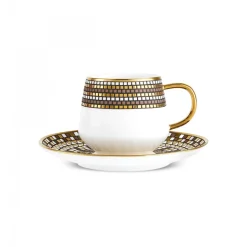 Karaca Belgin 4-Piece Glass Tea Cup and Saucer, 220ml, Multi