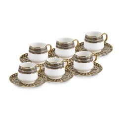 Karaca Belgin 12-Piece Porcelain Espresso Turkish Coffee Cup for 6 People, 90ml, Blue