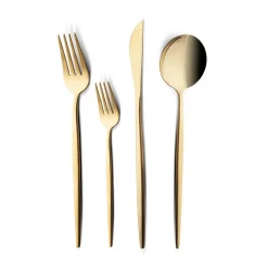 Karaca Bella 24-Piece Cutlery Set for 6 People, Shiny Gold
