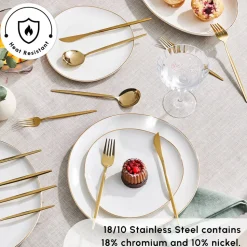 Karaca Bella 24-Piece Cutlery Set for 6 People, Matte Gold