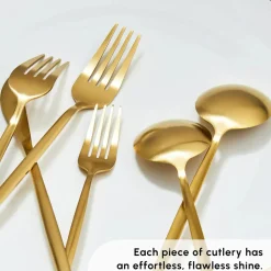 Karaca Bella 24-Piece Cutlery Set for 6 People, Matte Gold