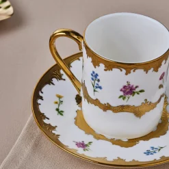 Karaca Bihter 12-Piece Bone China Espresso Turkish Coffee Cup for 6 People, 90ml, Multi