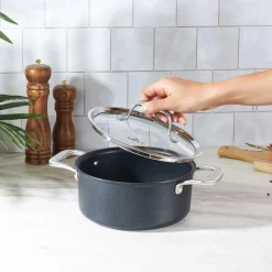 Karaca BioDiamond Pro Non-Stick Induction Stockpot with Lid, 20cm, Black