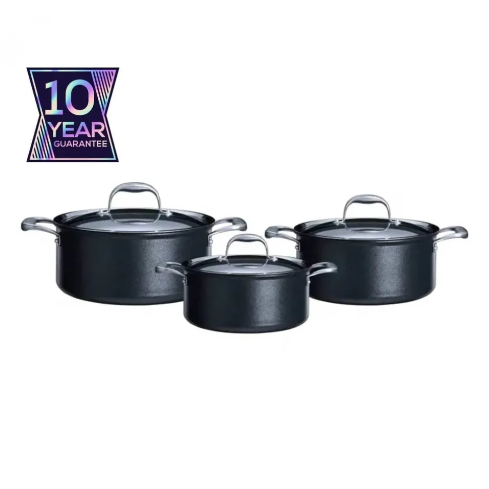 Karaca BioDiamond Pro 6-Piece Non-Stick Induction Cookware Set, Medium, Black