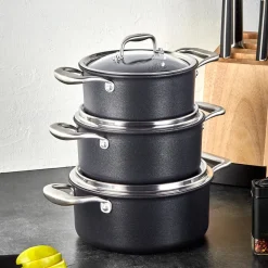 Karaca BioDiamond Pro 6-Piece Non-Stick Induction Cookware Set, Medium, Black