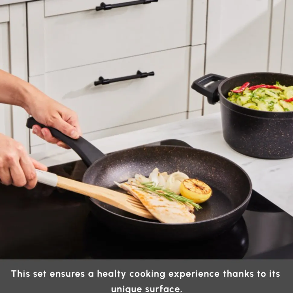 Karaca Biogranite Black Gold 12-Piece Non-Stick Induction Cookware Set