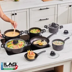 Karaca Biogranite Black Gold 12-Piece Non-Stick Induction Cookware Set